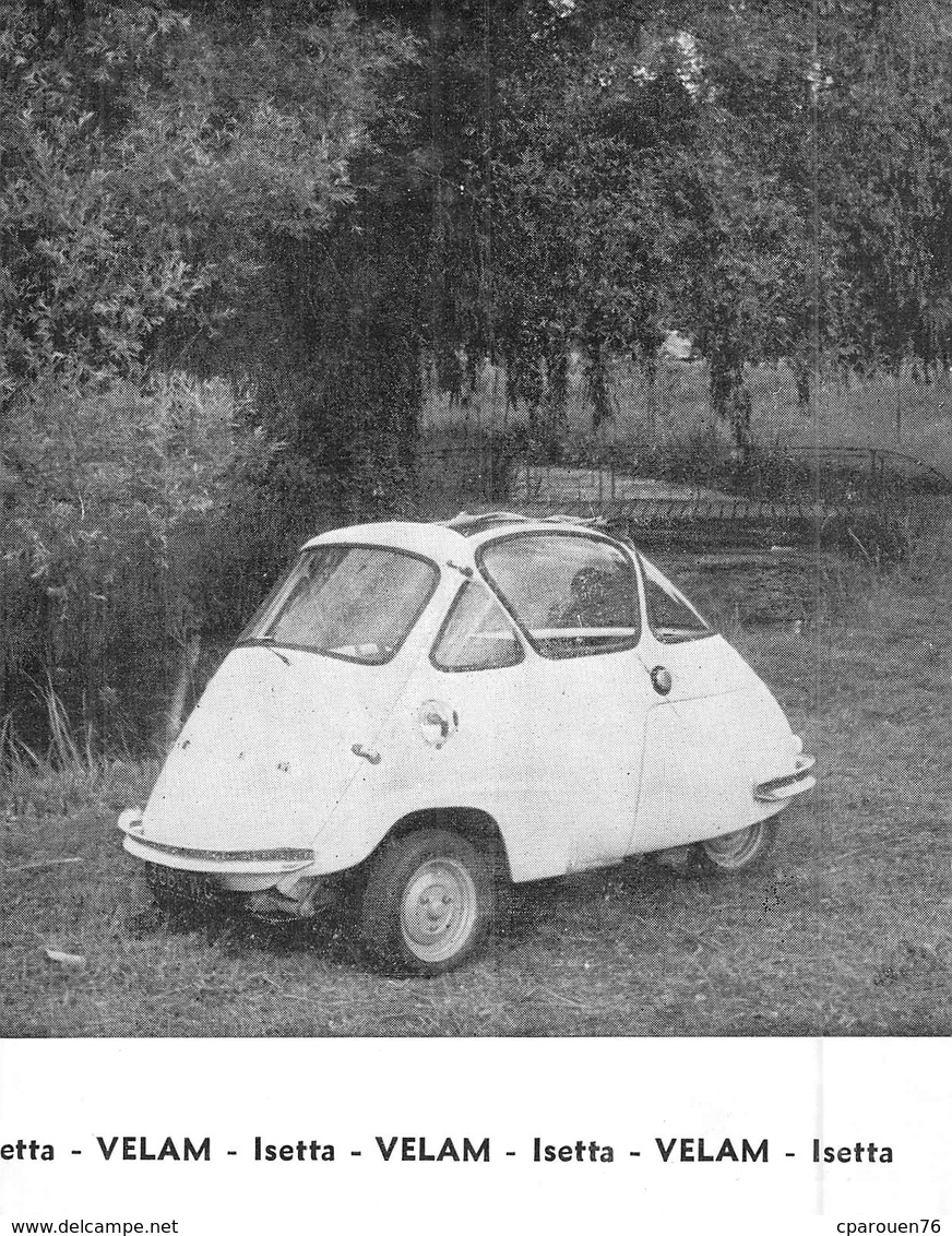 Publicté Ancienne Petit Format  Isetta Velam Fabrication Française Licence ISO MILANO ITALIE - Publicités