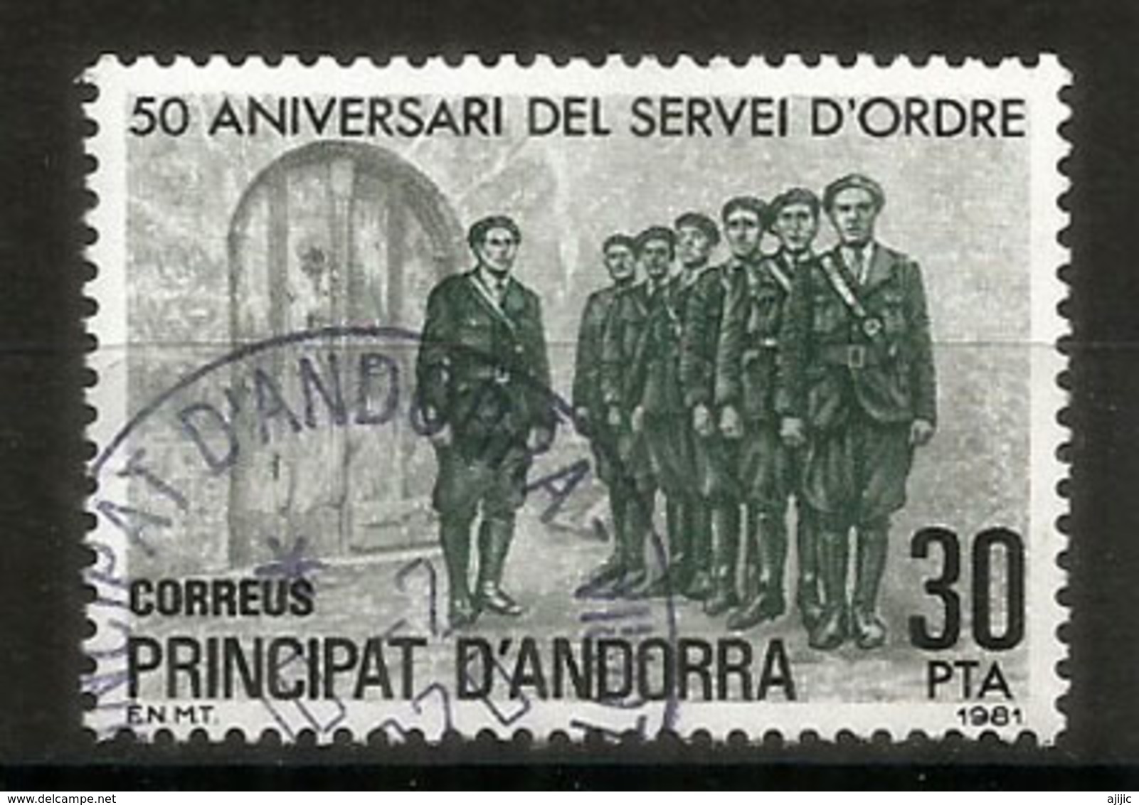 La Policía Andorrana, Creada En 1931, Sello Usado, Primera Calidad - Oblitérés