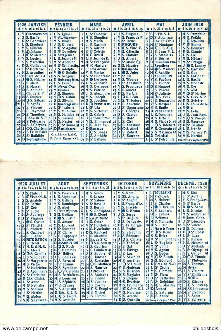 CALENDRIER 1926  L'ECLAIREUR - Petit Format : 1921-40