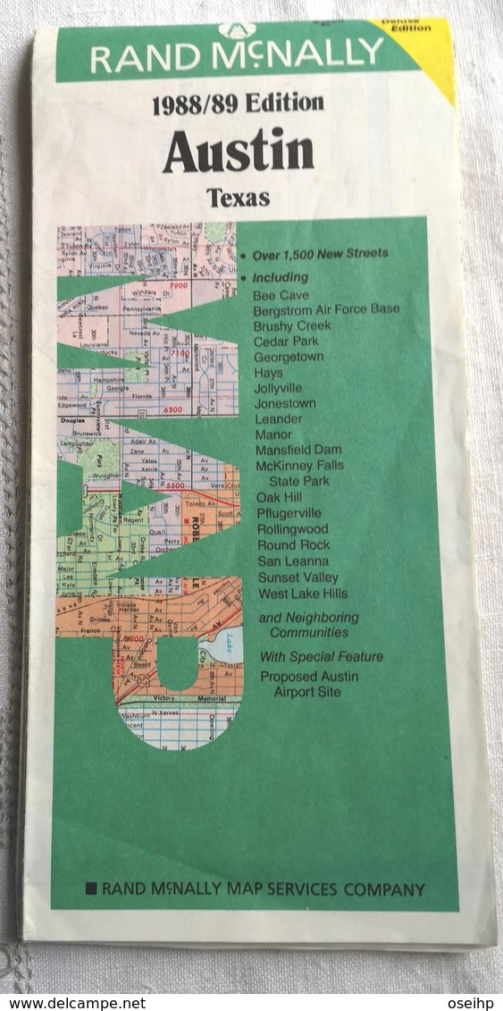 Carte Routière  AUSTIN Texas 1988 Rand Mc Nally Map - Cartes Routières