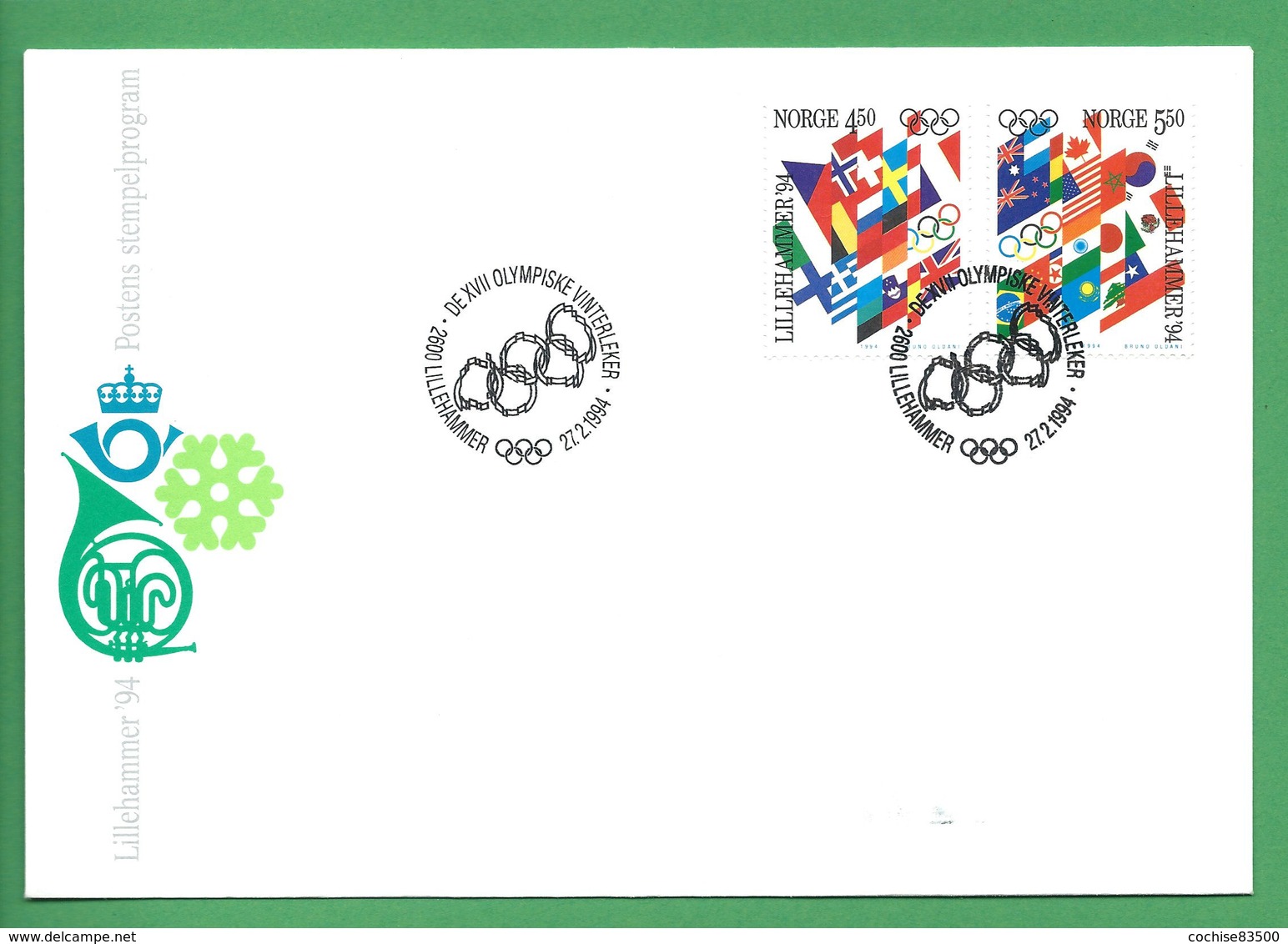 Norvège - FDC 27/02/1994 Des N°1104/05 - J.O De Lillehammer - FDC