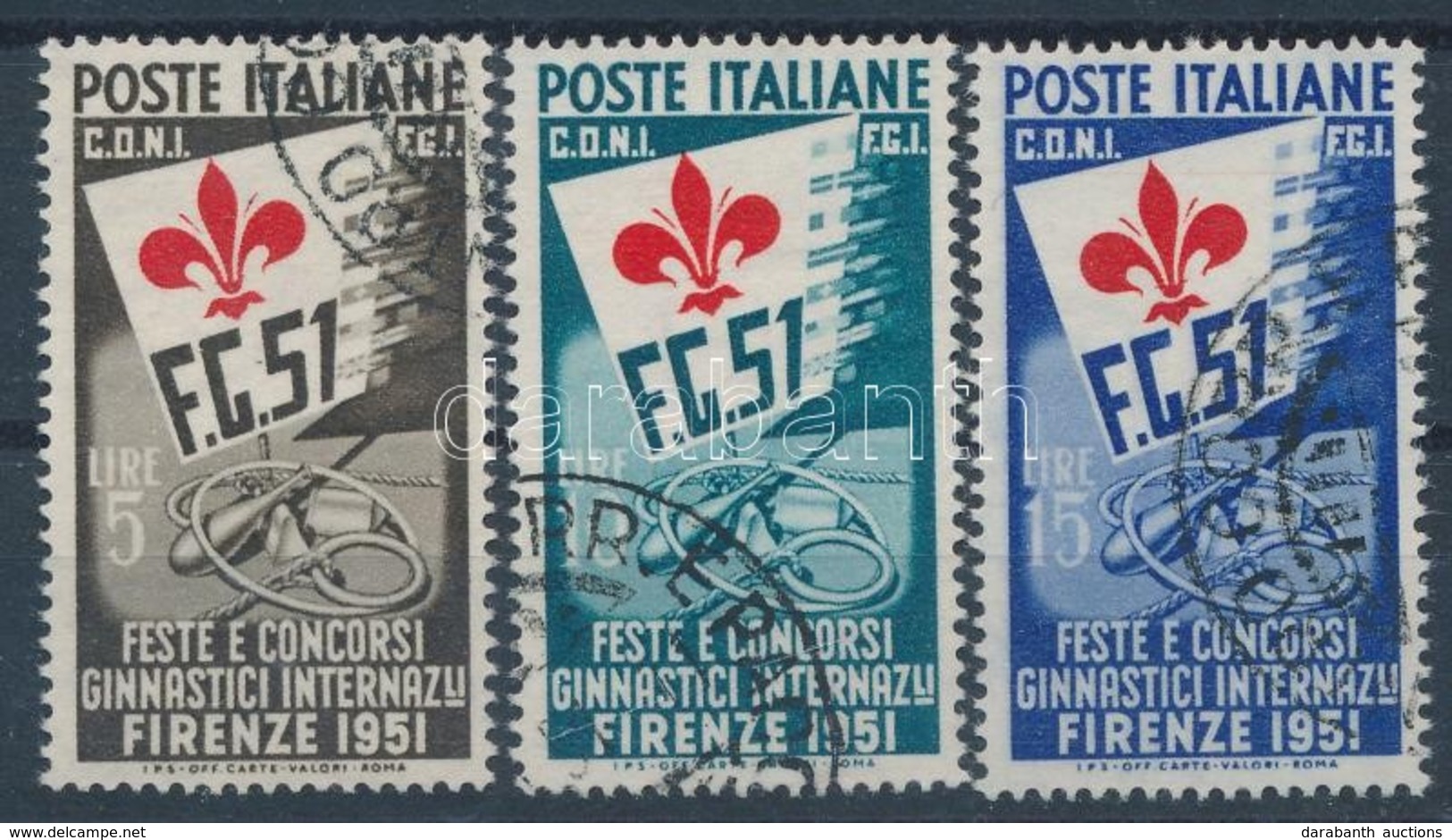 O Olaszország 1951 Nemzetközi Tornaverseny Firenzében Mi 834-836 (Mi EUR 900,-) - Otros & Sin Clasificación
