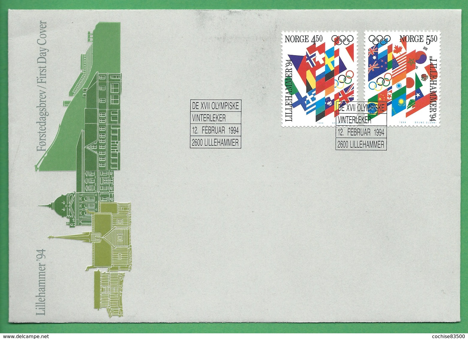 Norvège - FDC 12/02/1994 Des N°1104/05 - J.O De Lillehammer - FDC