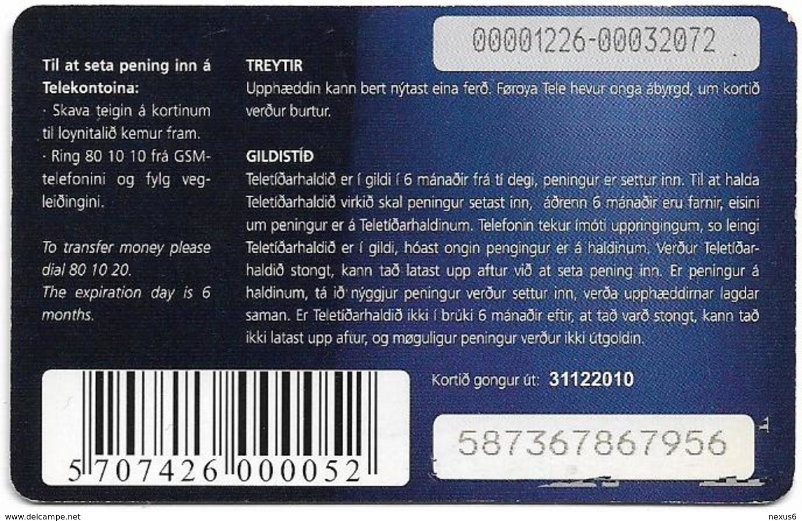 Faroe - Teledit - Jumping, 50Kr. GSM Refill, Exp. 31.12.2010, Used - Faroe Islands