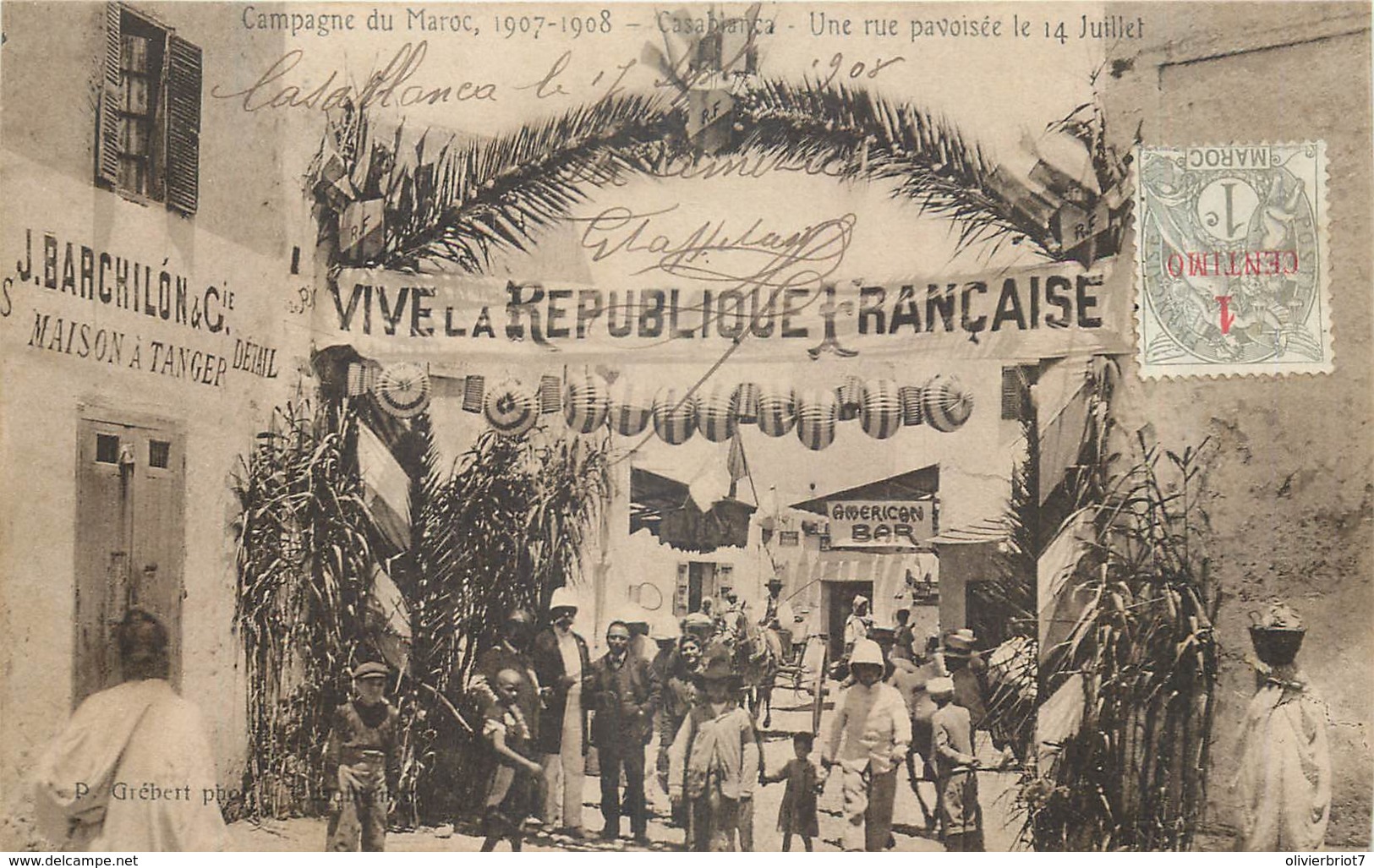 Maroc - Campagne Du Maroc 1907-1908 - Casablanca - Une Rue Pavoisée Le 14 Juillet - Casablanca