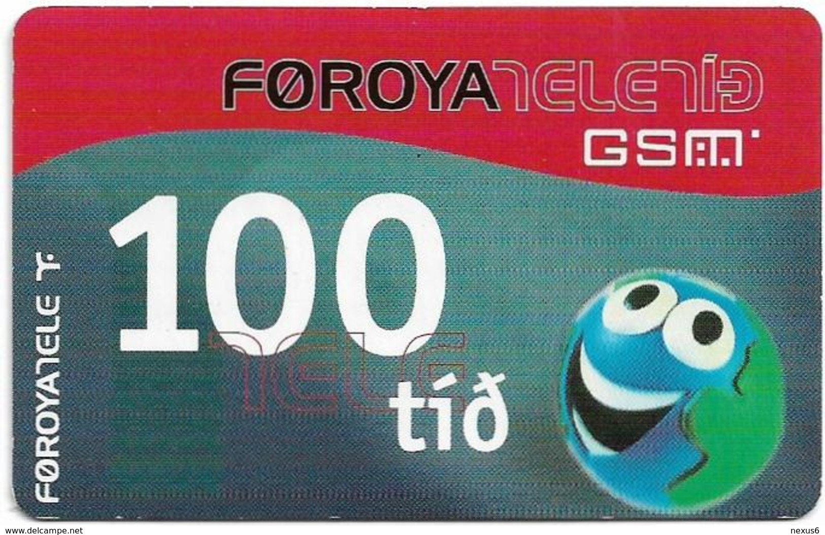 Faroe - Smiling Face (Backside Type #2), 100Kr. GSM Refill, Exp. 01.12.2004, Used - Faroe Islands