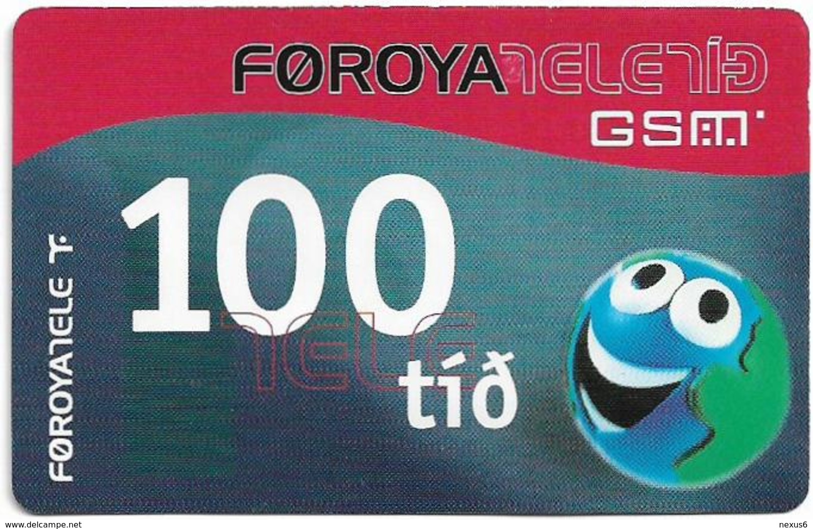 Faroe - Smiling Face, 100Kr. GSM Refill, Exp. 01.10.2004, Used - Faroe Islands