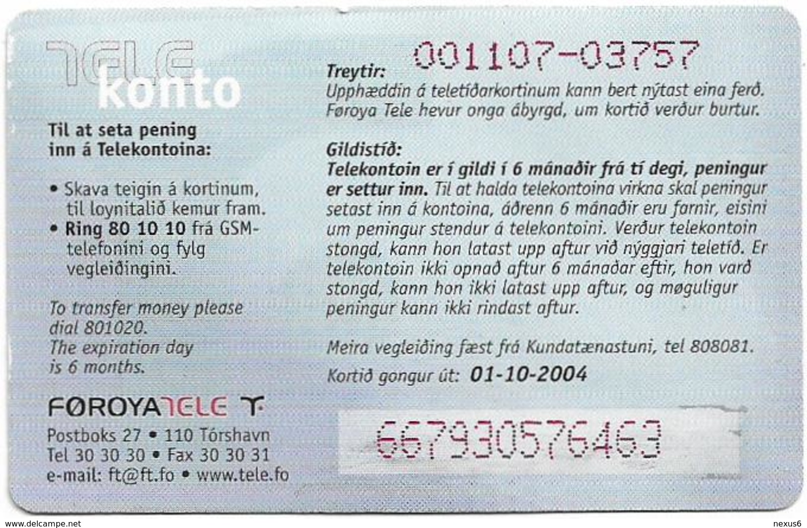 Faroe - Smiling Face, 100Kr. GSM Refill, Exp. 01.10.2004, Used - Féroé (Iles)