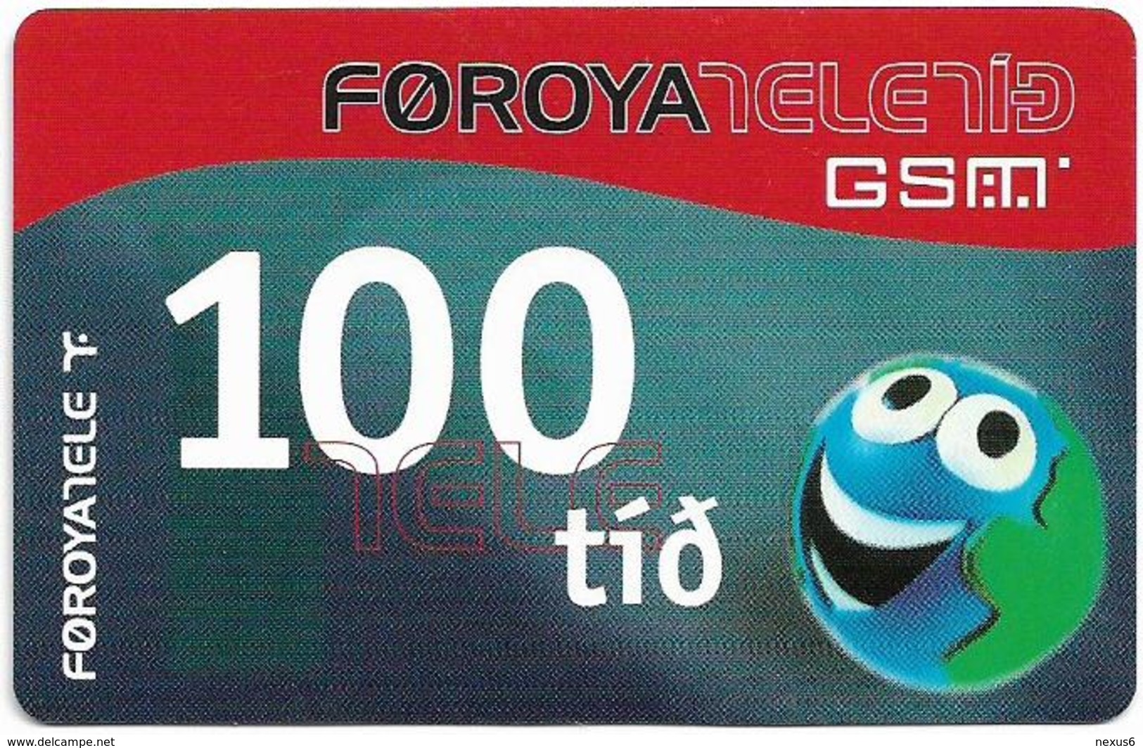 Faroe - Smiling Face, 100Kr. GSM Refill, Exp. 01.02.2005, Used - Islas Faroe