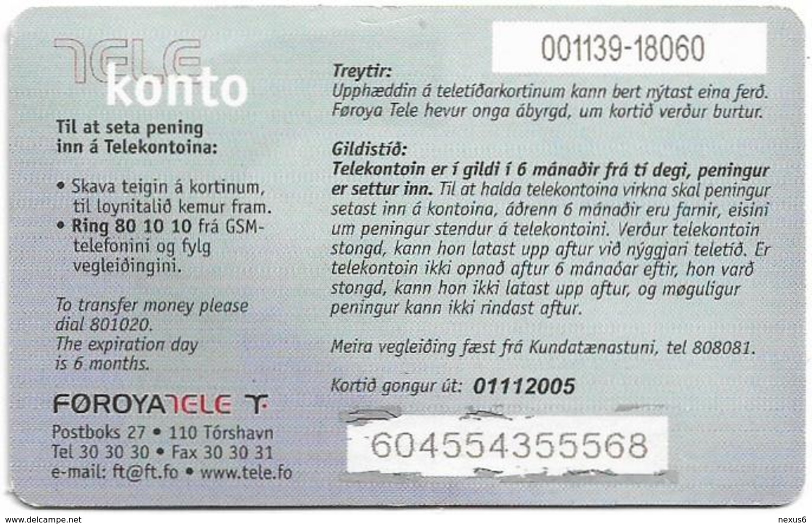 Faroe - Smiling Face, 100Kr. GSM Refill, Exp. 01.11.2005, Used - Islas Faroe