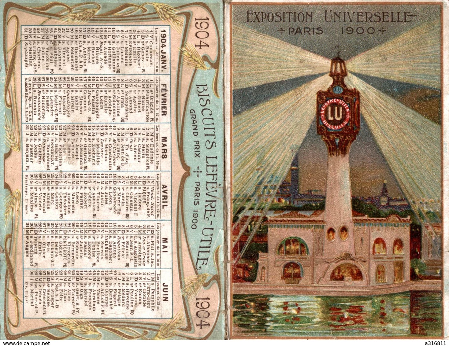 PUB LU - LEFEVRE UTILE - Calendrier , Chromo - Phare 1904 Complet 1er Semestre - Small : 1901-20