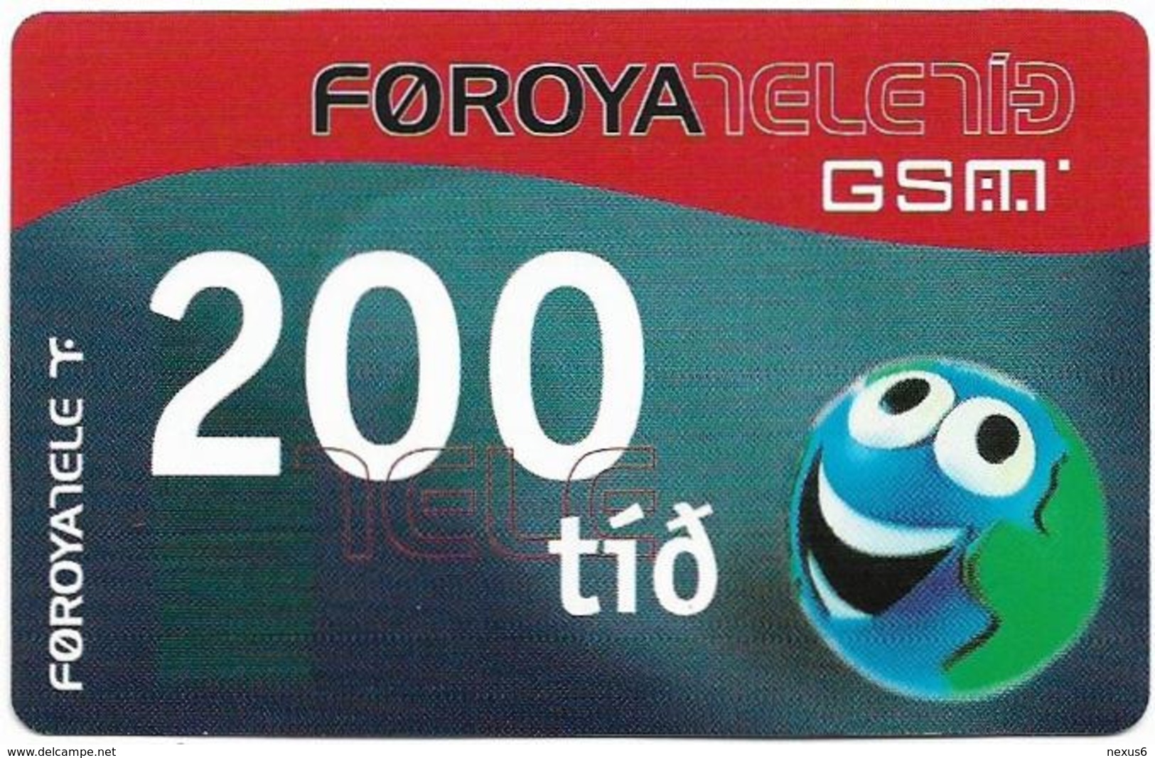 Faroe - Smiling Face, 200Kr. GSM Refill, Exp. 01.02.2005, Used - Faroe Islands