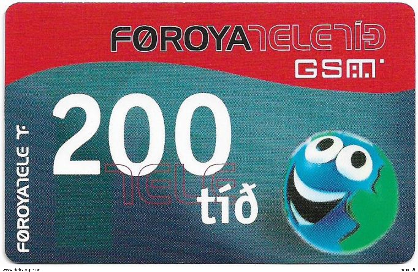 Faroe - Smiling Face, 200Kr. GSM Refill, Exp. 01.06.2005, Used - Färöer I.