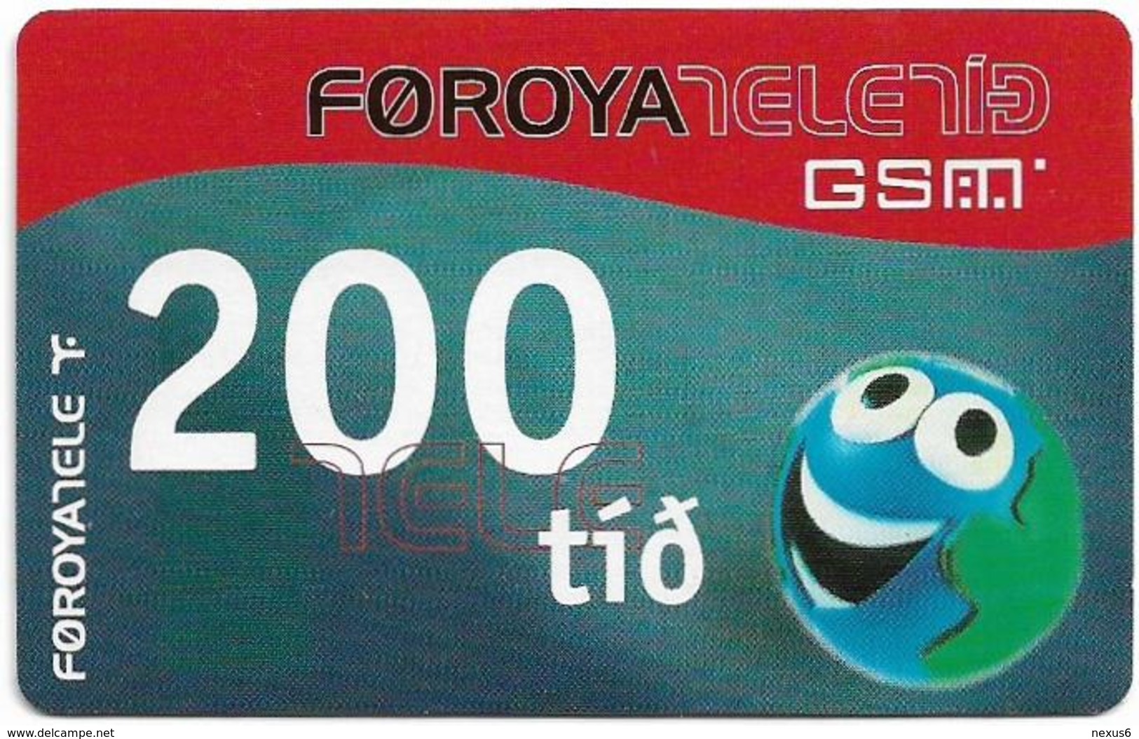 Faroe - Smiling Face, 200Kr. GSM Refill, Exp. 01.11.2005, Used - Faroe Islands