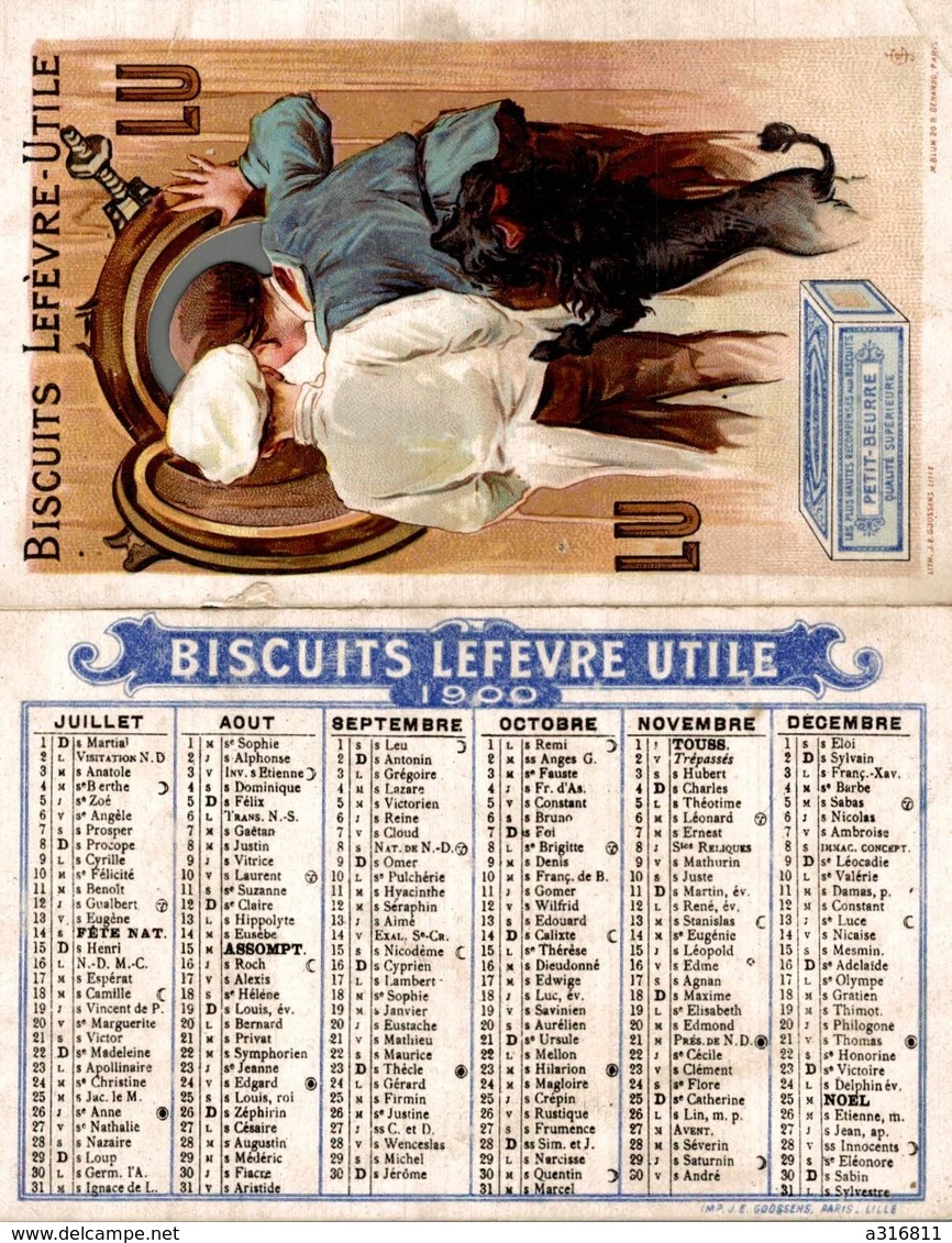 BISCUITS LEFEVRE UTILE CALENDRIER 1900 - Small : ...-1900