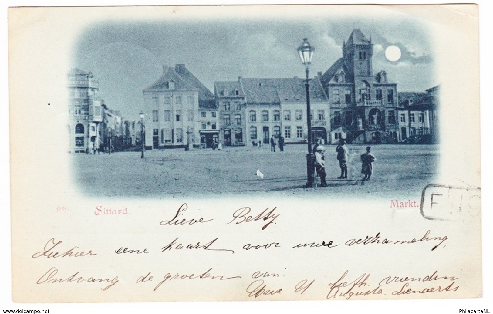 Sittard - Markt Bij Avond Met Volk - 1899 - Sittard