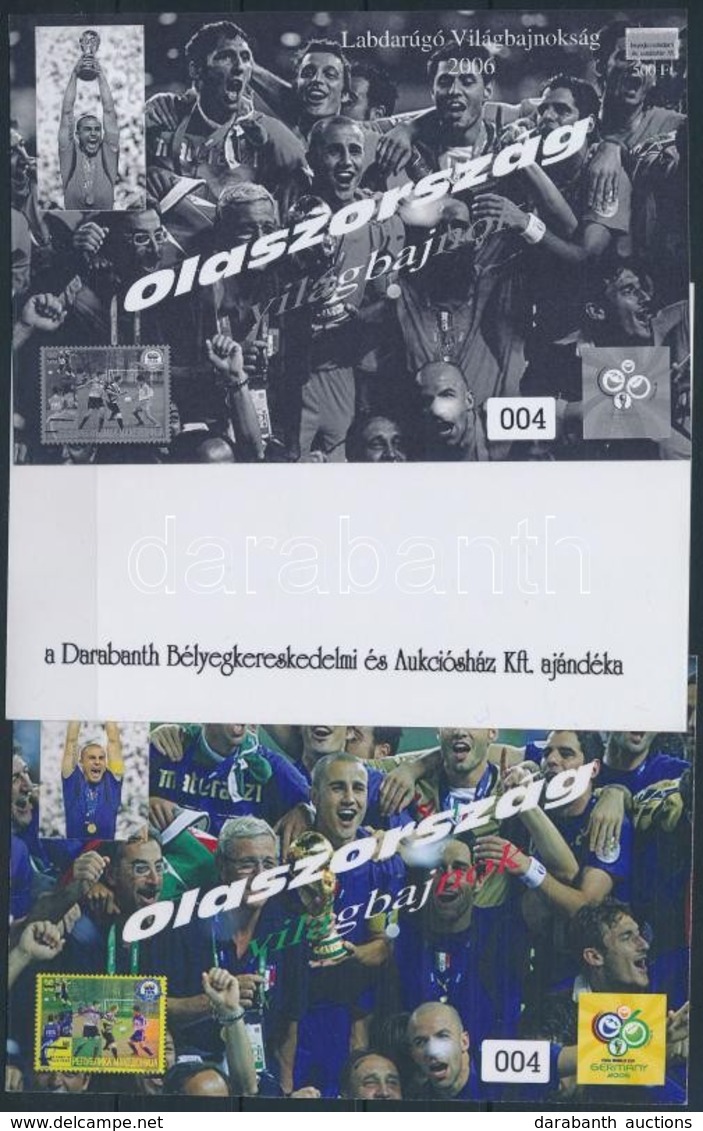 ** 2006/47 Labdarúgó VB Olaszország Világbajnok 3 Db-os Emlékív Garnitúra Azonos Sorszámmal - Sonstige & Ohne Zuordnung