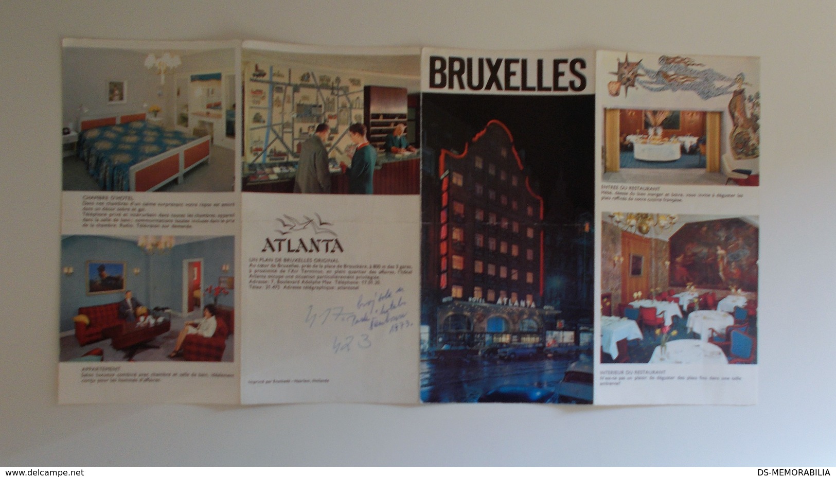 Bruxelles Belgium Hotel Atlanta Old Guide Prospect Brochure Depliant - Dépliants Turistici