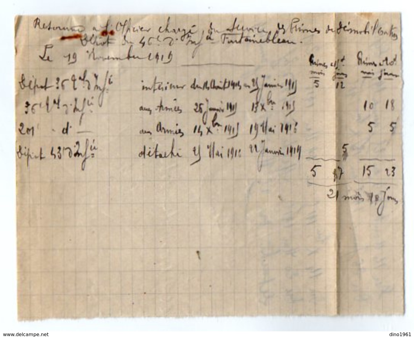 VP16.871 - MILITARIA - COULOMMIERS 1919 - Déclaration - Soldat Emile PAJARD Du 36 è Rgt Territorial D'Infanterie - Dokumente