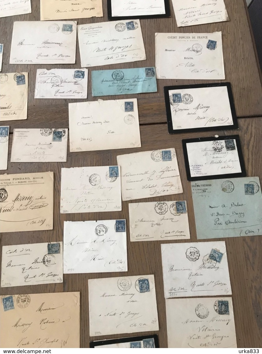 Lot 67 Lettres Enveloppes Cachet Postal Marque Marcophilie Timbre Type Sage - 1877-1920: Semi-Moderne