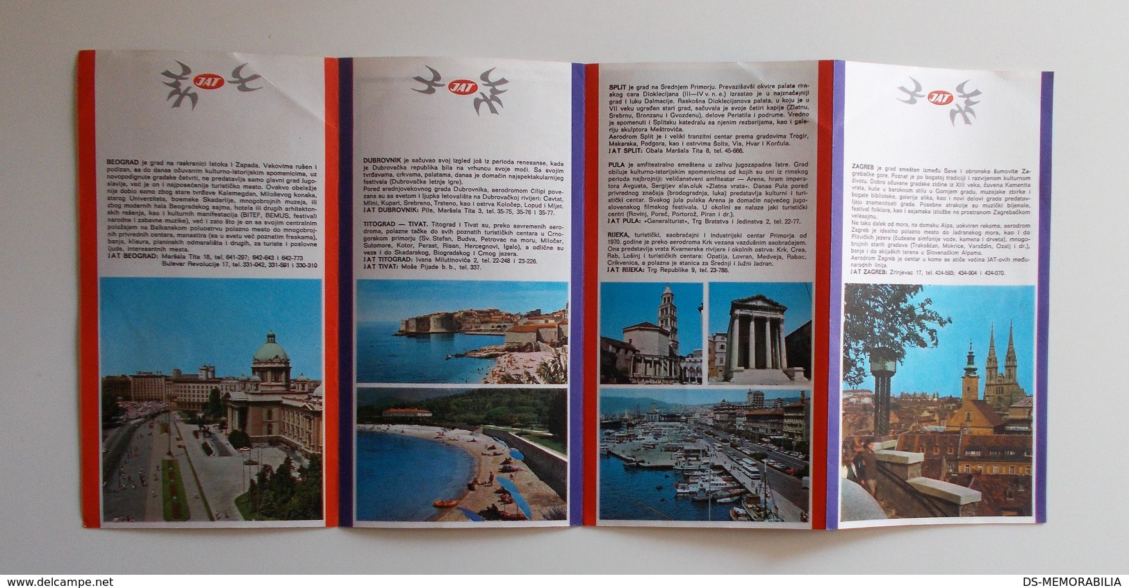 JAT Yugoslav Airlines Advertising Brochure Guide Prospect Route Map - Cadeaux Promotionnels