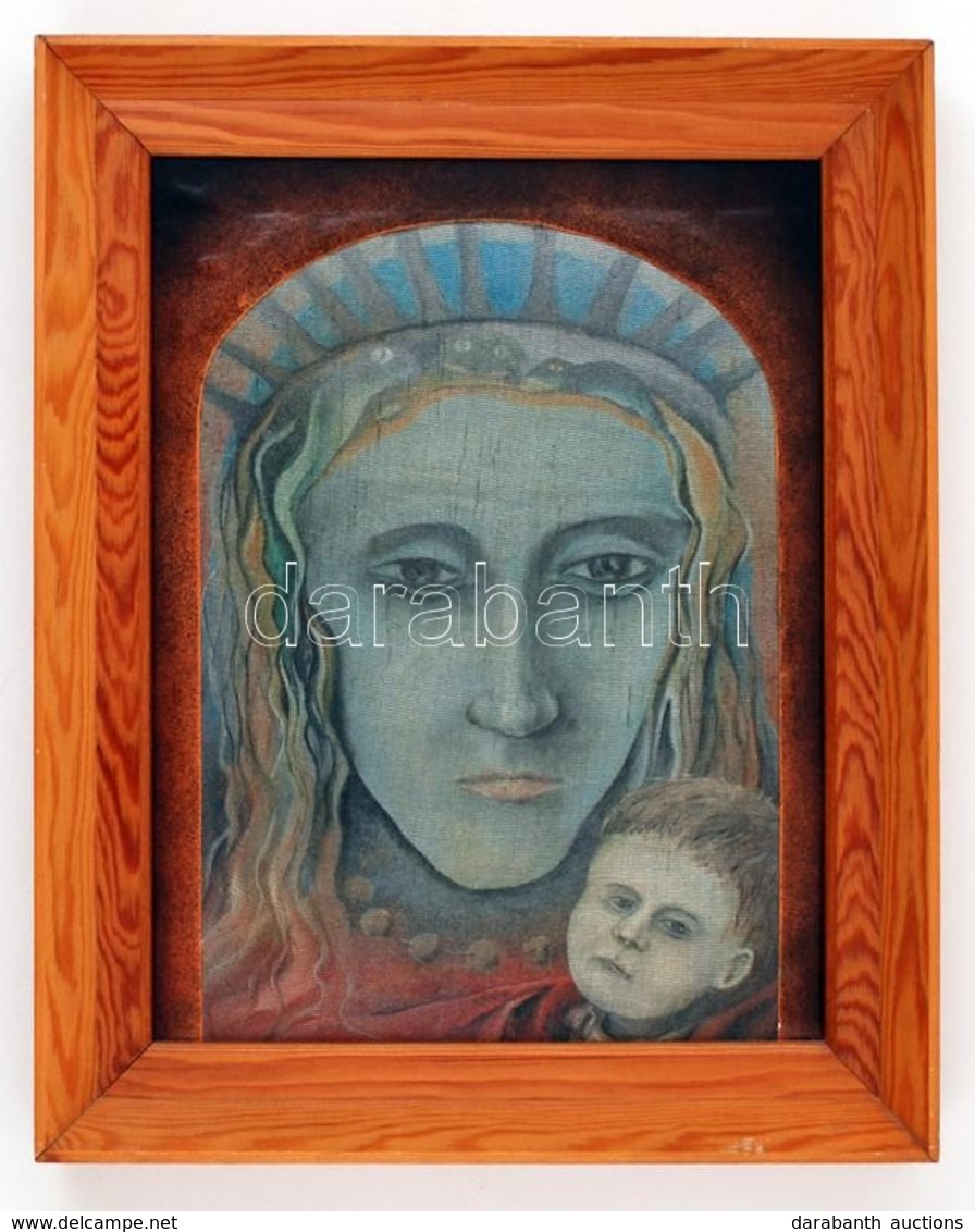 Bari Árpád (1953-): Madonna A Kis Jézussal. Olaj, Vászon-farost, Jelzett A Keret Alatt, Keretben 34×24 Cm - Other & Unclassified