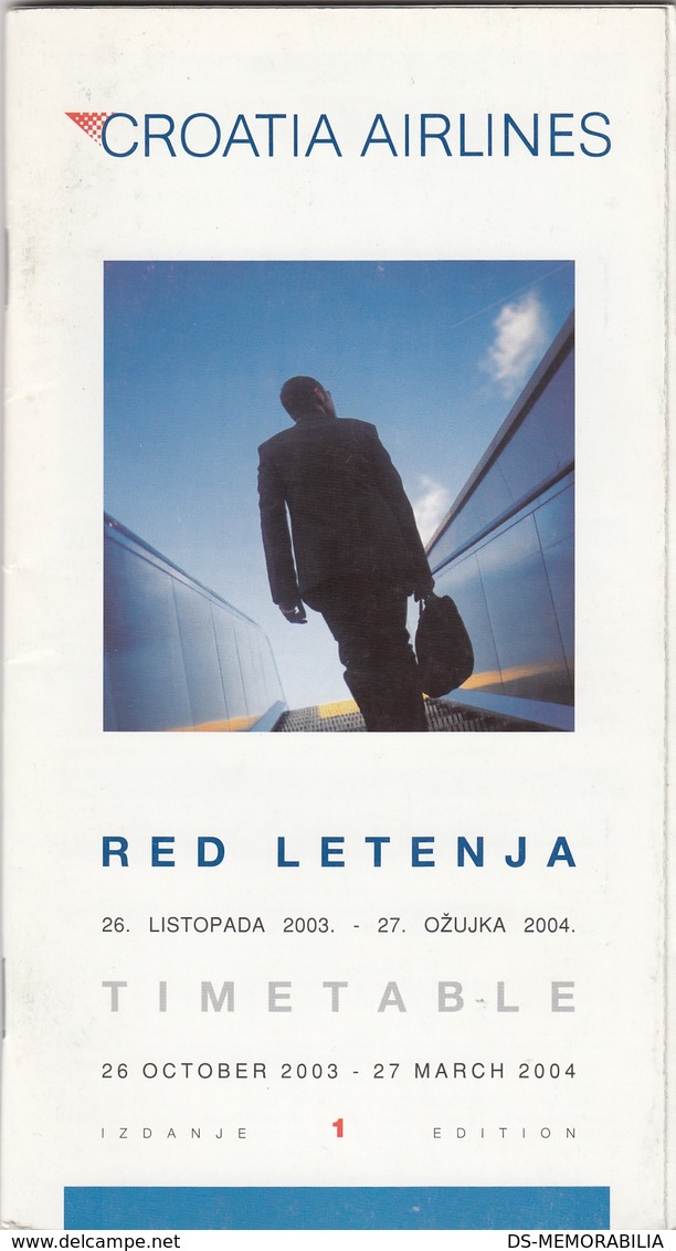 Croatia Airlines Timetable October 2003 - March 2004 - Zeitpläne