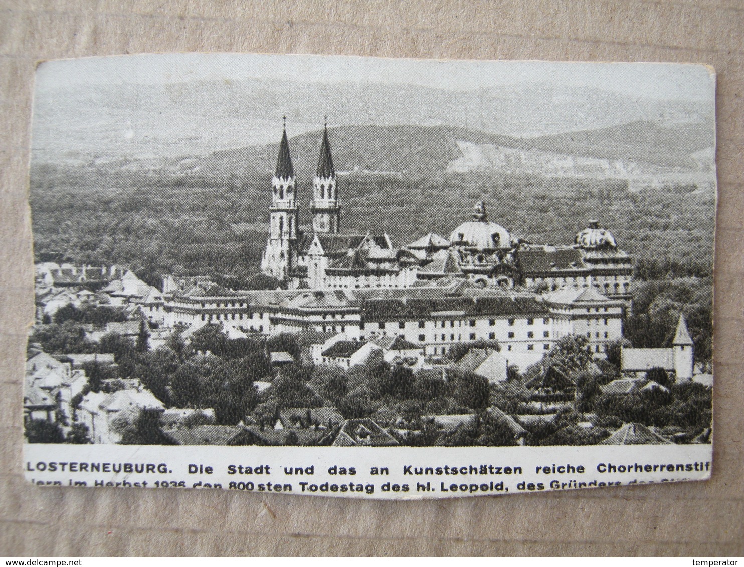 Austria / Klosterneuburg / Picture, Clip From A Cigarette Box ( 25 MEMPHIS Zigaretten Österr. - Tabak Regie ) - Autres & Non Classés