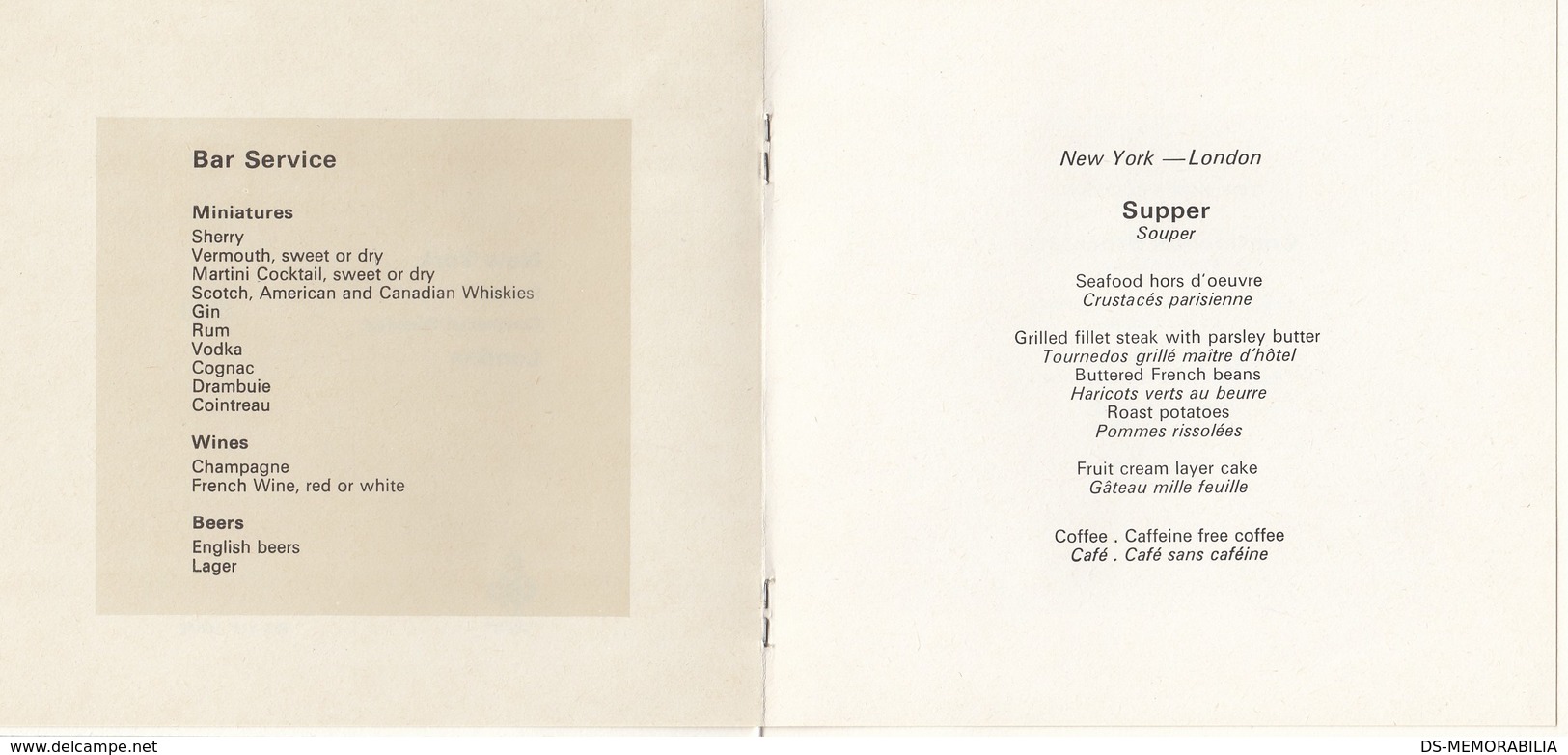 1971 British Airways Menu Flight New York London Front Side Hong Kong - Menu Kaarten