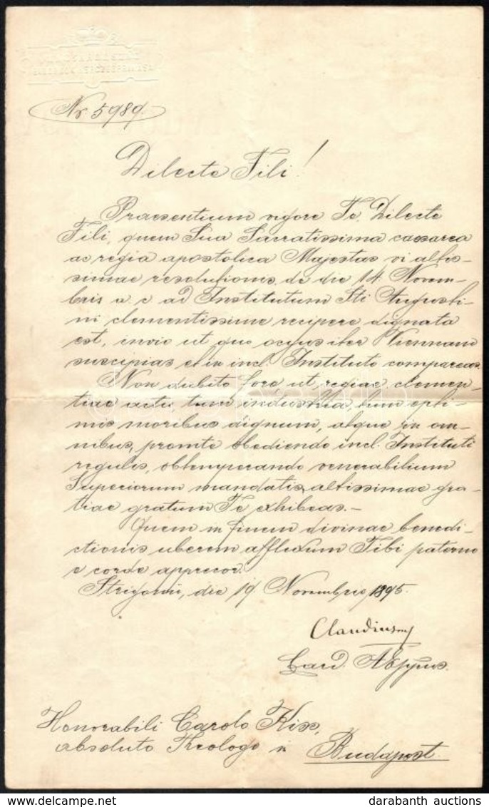 1895 Vaszary Kolos (1832-1915) Bíboros által Saját Kézzel Aláírt, Kézzel írt Latin Nyelvű Kinevezési Okmány Bíborosi Szá - Unclassified