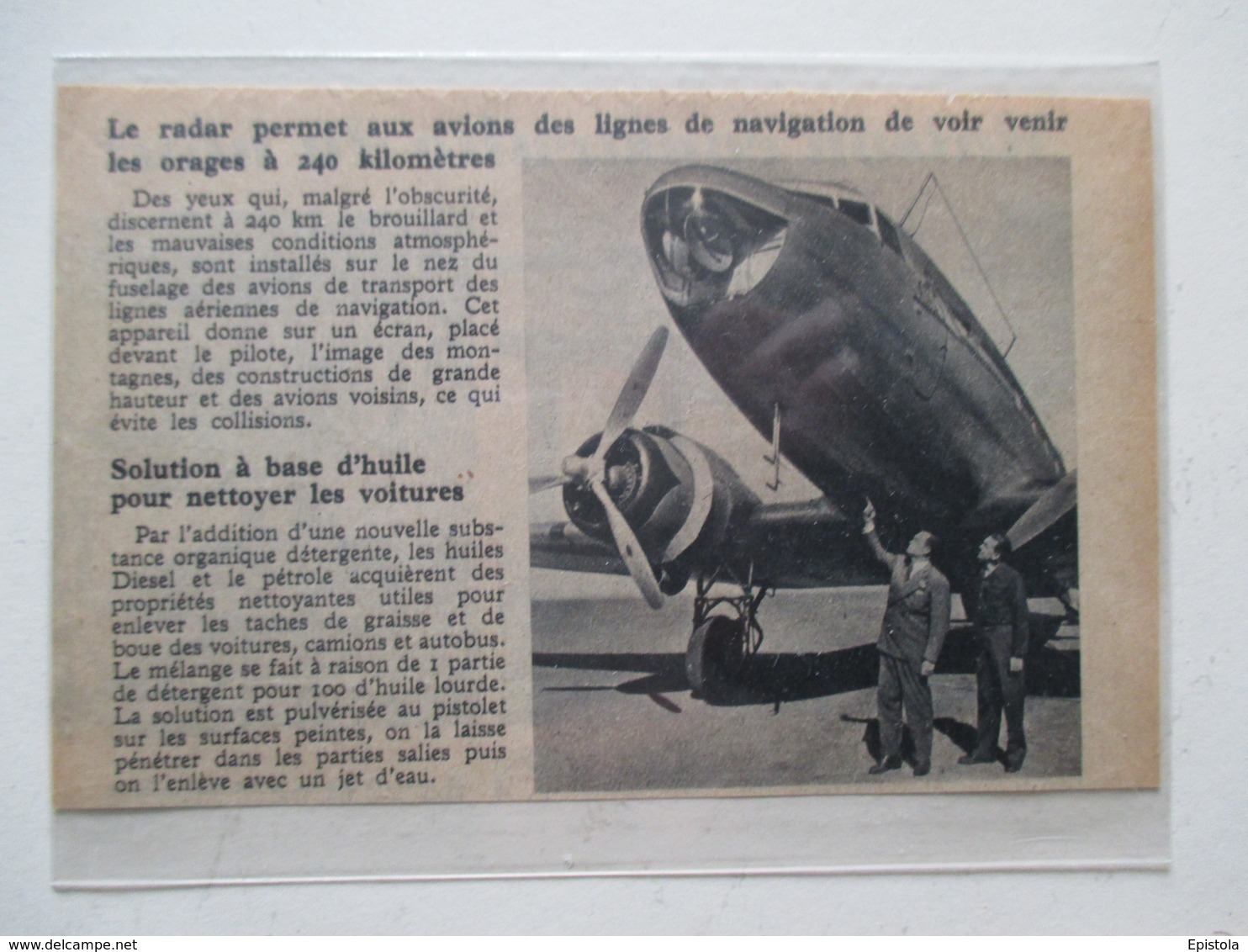 RADAR D'Avion De Ligne    -  Coupure De Presse De 1948 - GPS/Aviación