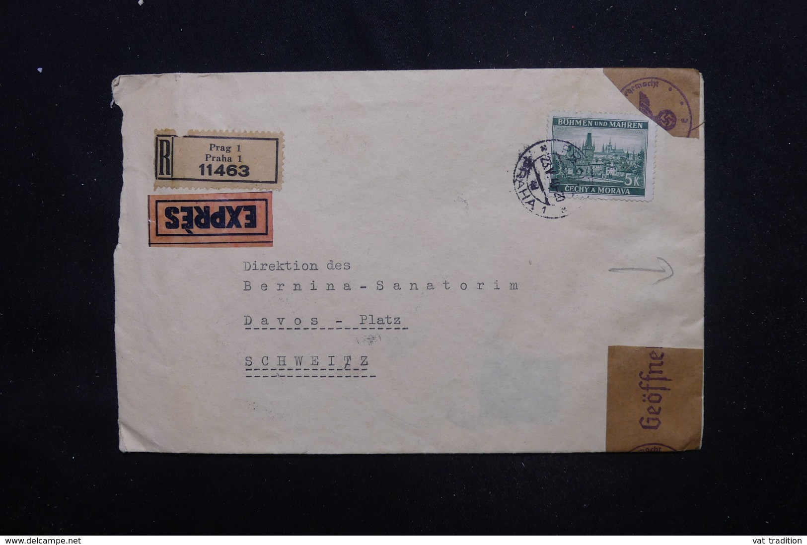 BOHÊME ET MORAVIE - Enveloppe En Recommandé De Praha Pour La Suisse En 1940 Avec Contrôle Postal  - L 53107 - Lettres & Documents