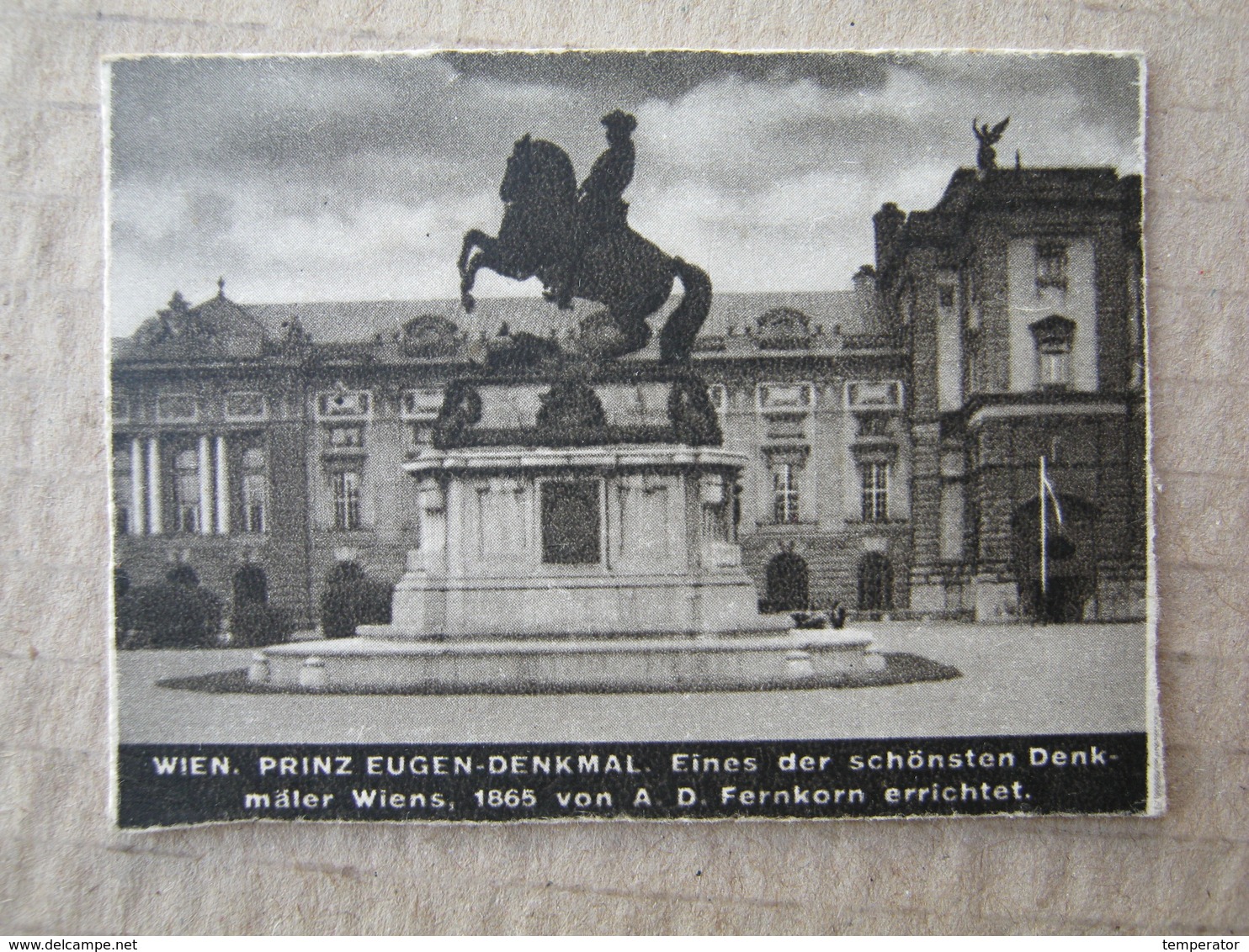 Wien. PRINZ EUGEN - DENKMAL / Picture, Clip From A Cigarette Box ( 25 STÜCK FRONT Zigaretten ) - Autres & Non Classés