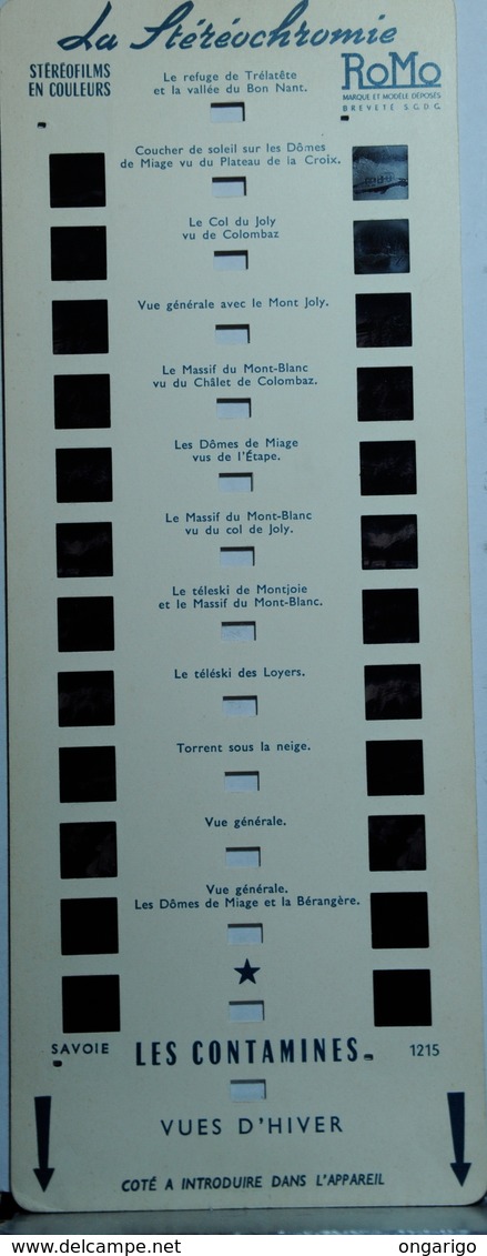 ROMO :    1215   LES CONTAMINES    VUES D'HIVER - Visionneuses Stéréoscopiques