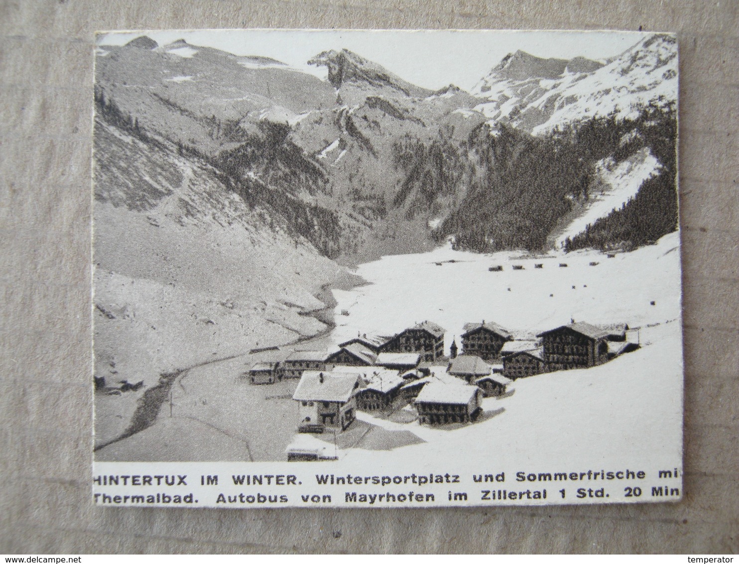 Austria / HINTERTUX IM WINTER / Picture, Clip From A Cigarette Box ( 25 AMNERIS Zigaretten Österr. - Tabak Regie ) - Autres & Non Classés