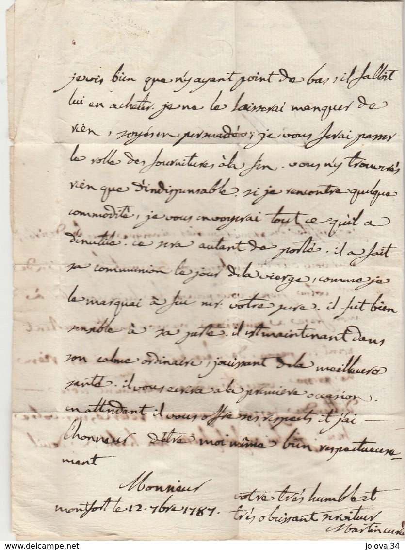 Lettre  Marque Postale DE BRIGNOLES Var 12/9/1787 à Valensole Basses Alpes - 1701-1800: Précurseurs XVIII