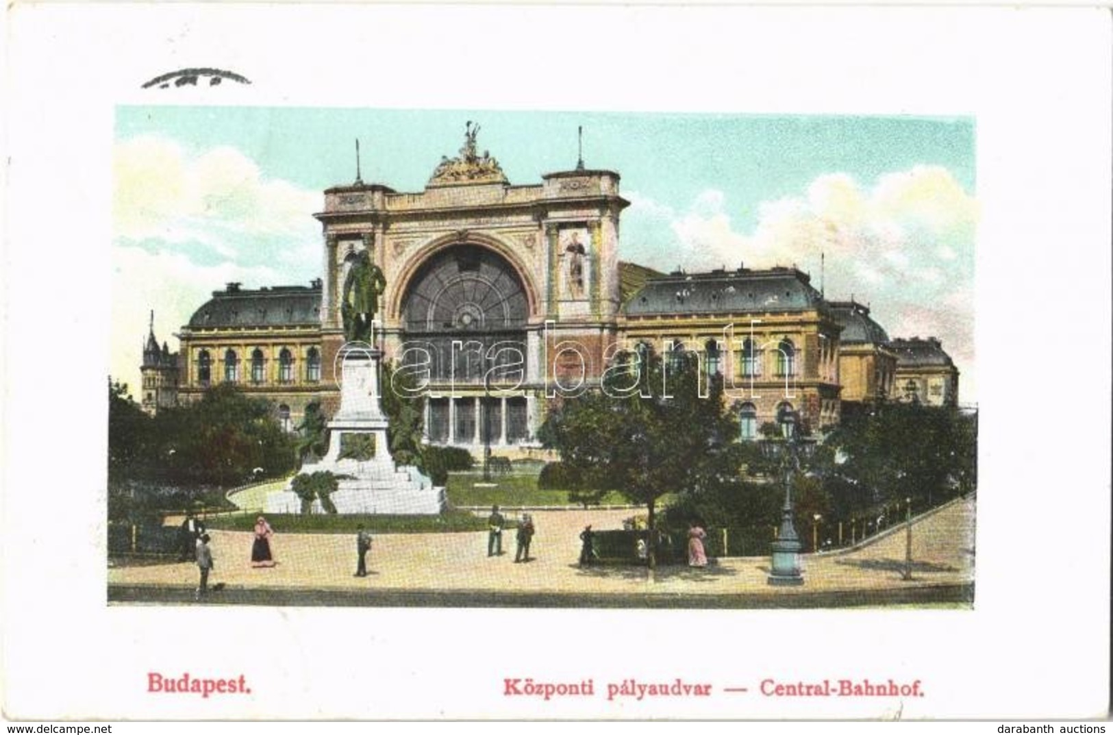 T2/T3 1910 Budapest VII. Központi Pályaudvar (Keleti Pályaudvar), Vasútállomás, Baross Szobor (apró Szakadás / Tiny Tear - Ohne Zuordnung