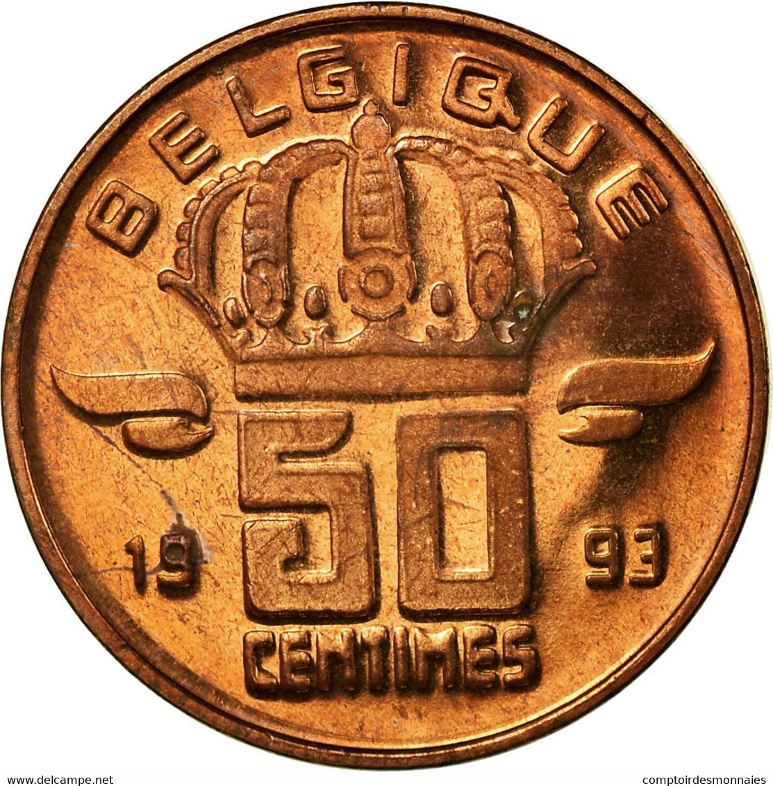 Monnaie, Belgique, Baudouin I, 50 Centimes, 1993, FDC, Bronze, KM:148.1 - 50 Cent