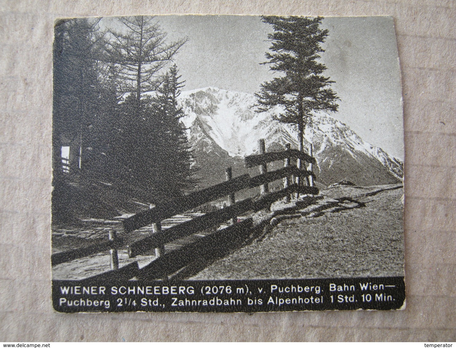 WIENER SCHNEEBERG ( 2076 M ) / Picture, Clip From A Cigarette Box ( 25 STÜCK IBIS Zigaretten ) - Autres & Non Classés