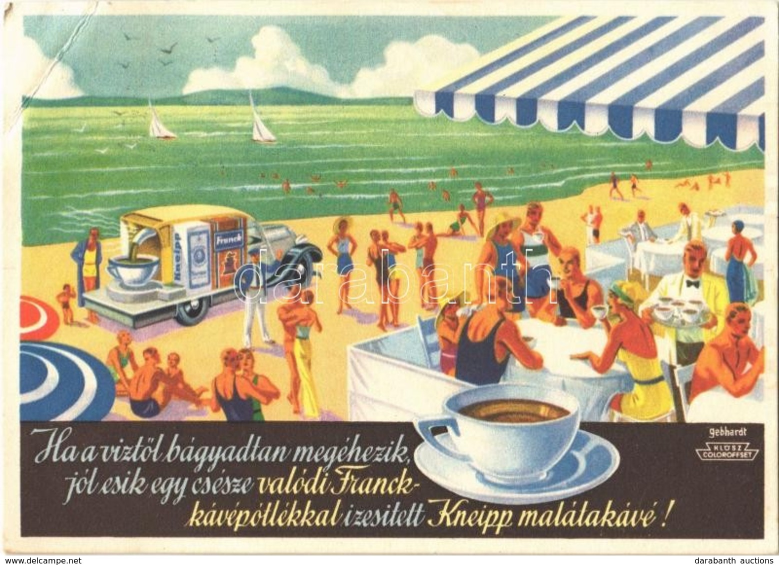 T3 1936 Franck Kávépótlóval ízesített Kneipp Malátakávé Reklám; Franck Henrik Fiai Rt. Hangszórós Reklámautója, Klösz Co - Non Classés