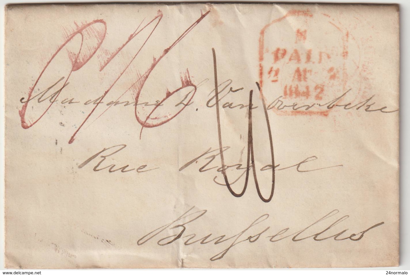 Letter With Text From Brighton To Brussels 1842 - Marcophilie