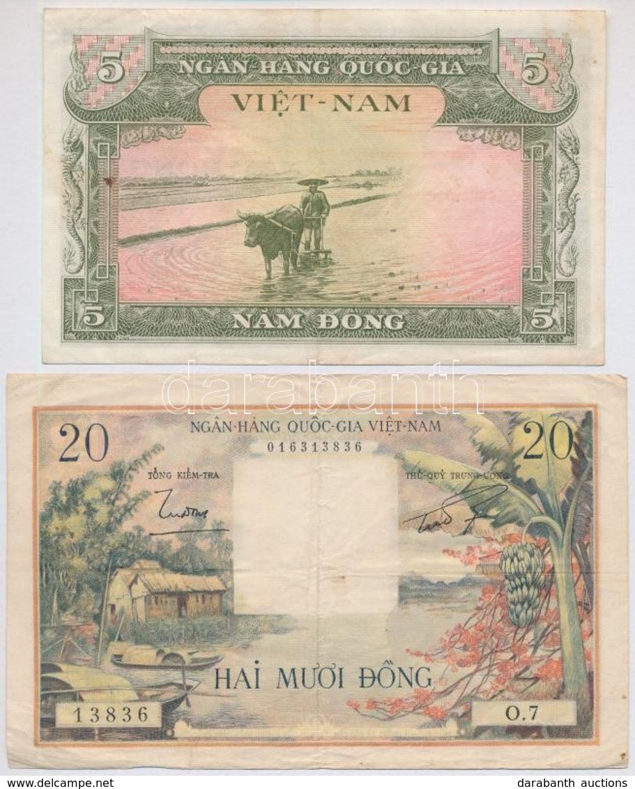 Vietnám 1955. 5D + 1956. 20D T:III
Vietnam 1955. 5 Dong + 1956. 20 Dong C:F
Krause 2.a, 4.a - Sin Clasificación