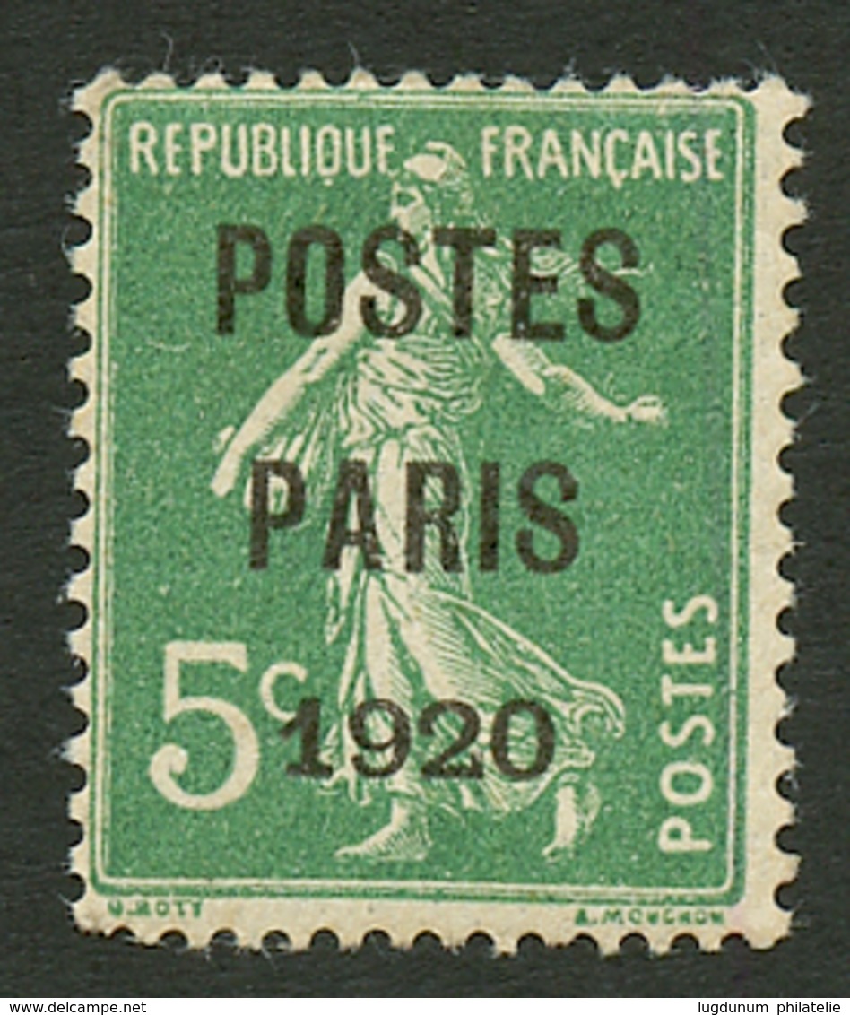 PREOBLITERE : POSTE PARIS 1920 5c (n°24) Neuf ** . Cote 850€. Signé CALVES. TTB. - Autres & Non Classés