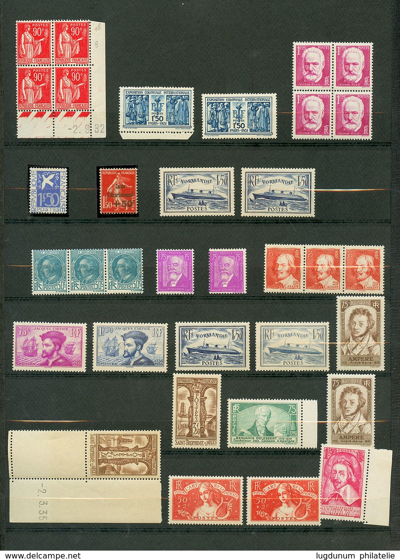 FRANCE - Lot Neuf Bonnes Valeurs Sans Charniére ** (1900-1940). Cote 6850€. Superbe Qualité. - Collections