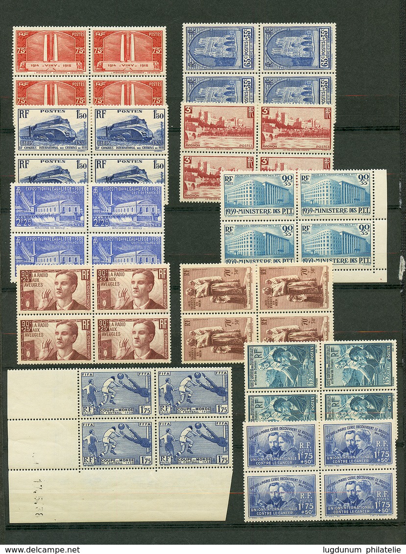 FRANCE - Lot Neuf ** Bonnes Valeurs En Blocs De 4 (1920-40). Cote 3100€. Superbe. - Collections