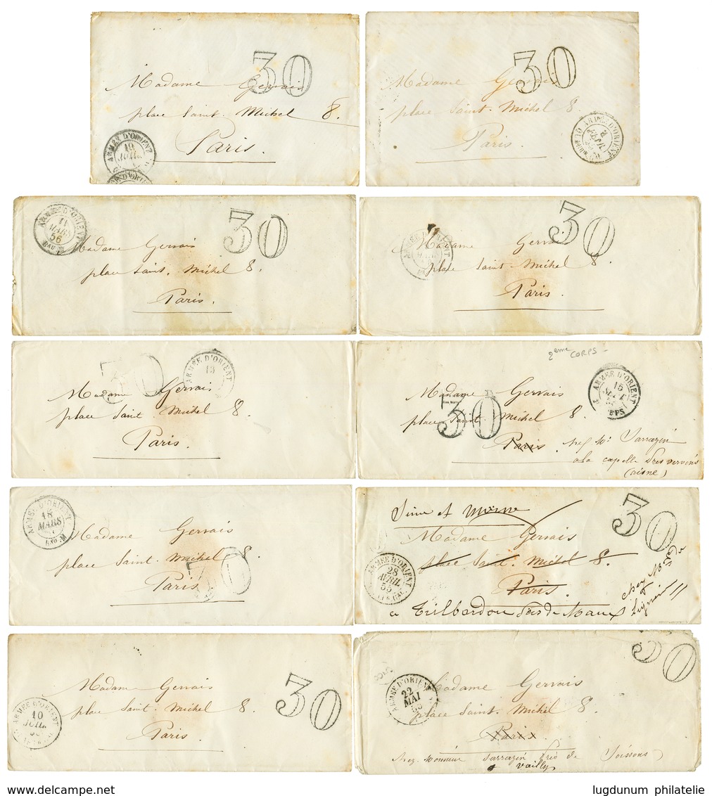 GUERRE DE CRIMEE : 1855/56 Lot De 10 Lettres Taxées De L' ARMEE D' ORIENT (dont 2e CORPS). TB. - Collections