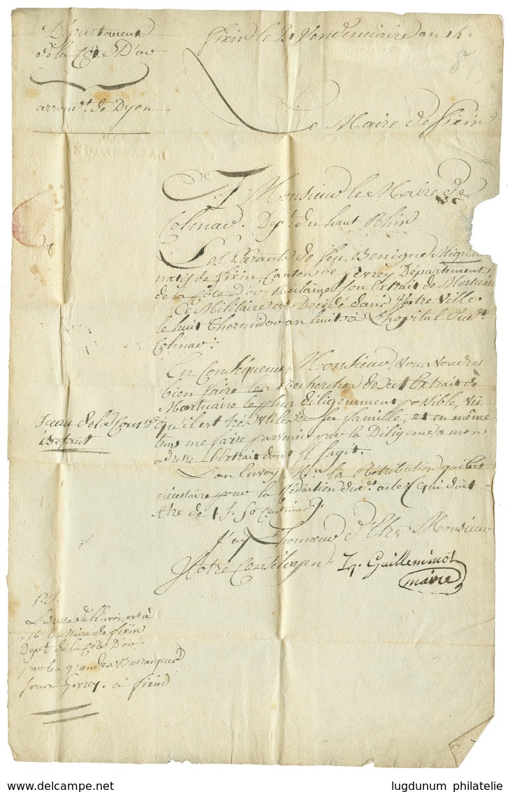 1805 P.20.P LABARAQUE En Rouge Avec Texte Daté "FIXIN". TTB. - Autres & Non Classés