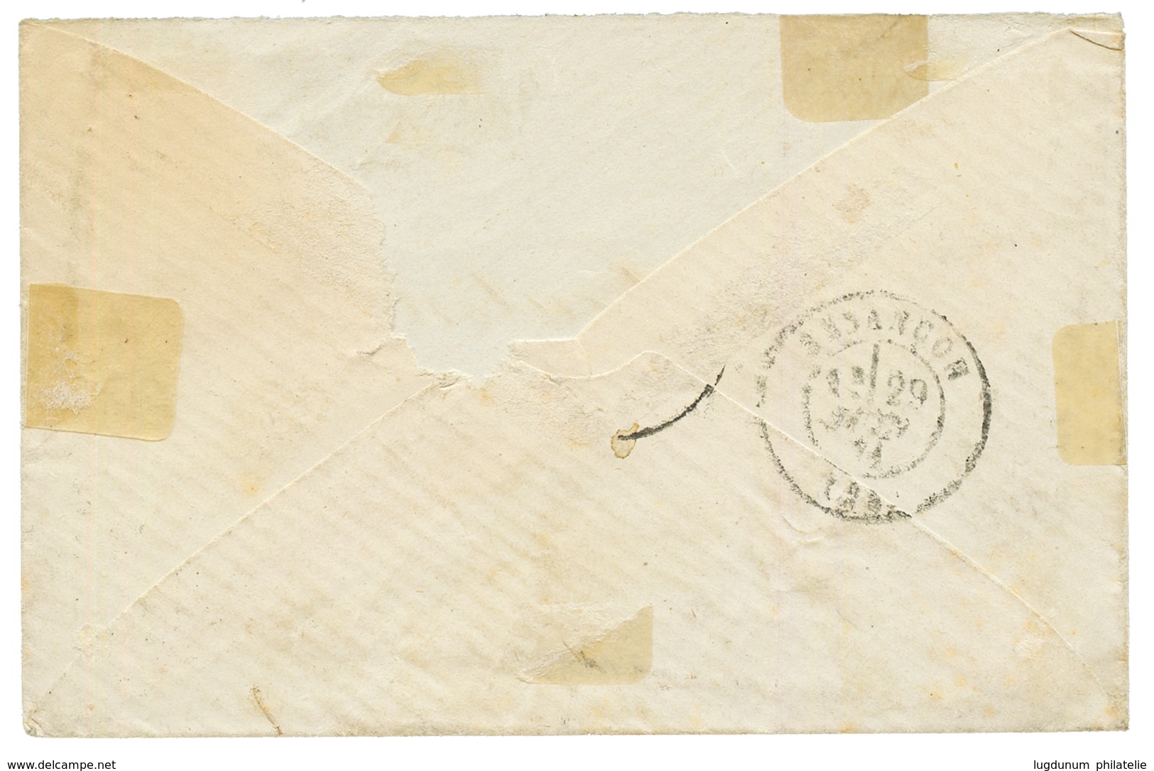 1871 20c BORDEAUX (n°46) TTB Margé + Bord De Feuille Obl. GC 161 + T.16 ARINRHOD Sur Lettre. Signé LAMY & SCHELLER. Supe - Other & Unclassified