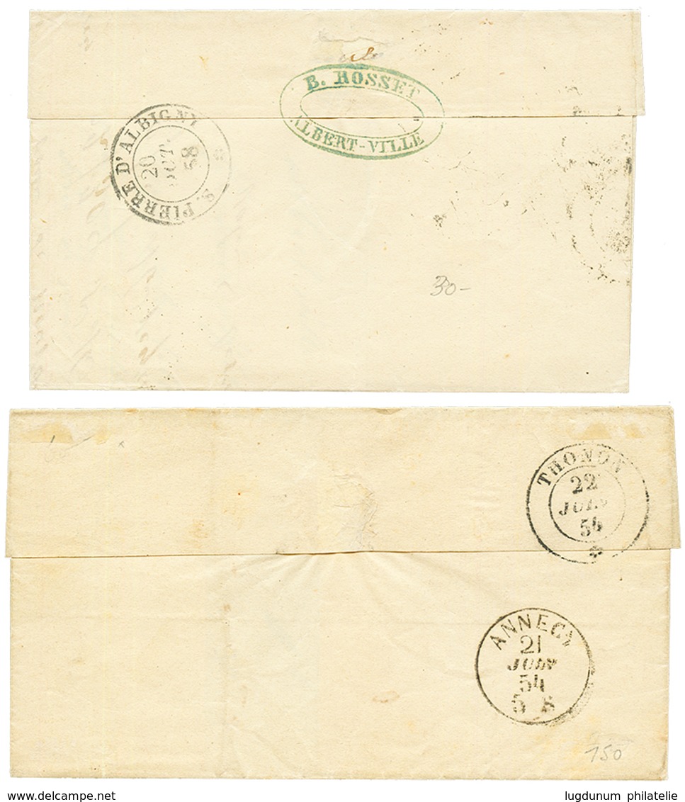 "ALBERVILLE" : 1854/58 2 Lettres Avec SARDAIGNE 20c (n°5) Pd Ou 20c (n°12) Obl. ALBERTVILLE. TTB. - Other & Unclassified