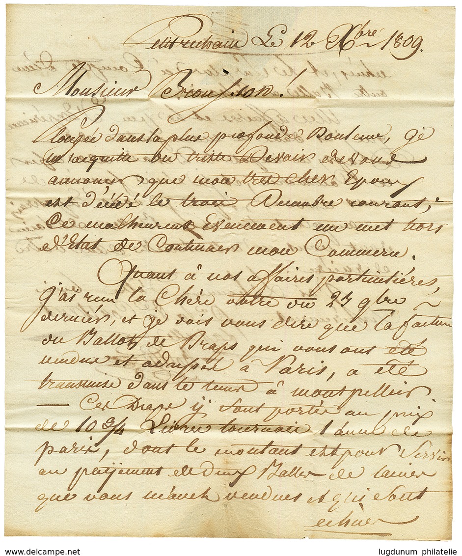 1809 96 HERVE En Rouge Sur Lettre Avec Texte Pour PARIS. TTB. - 1792-1815: Conquered Departments